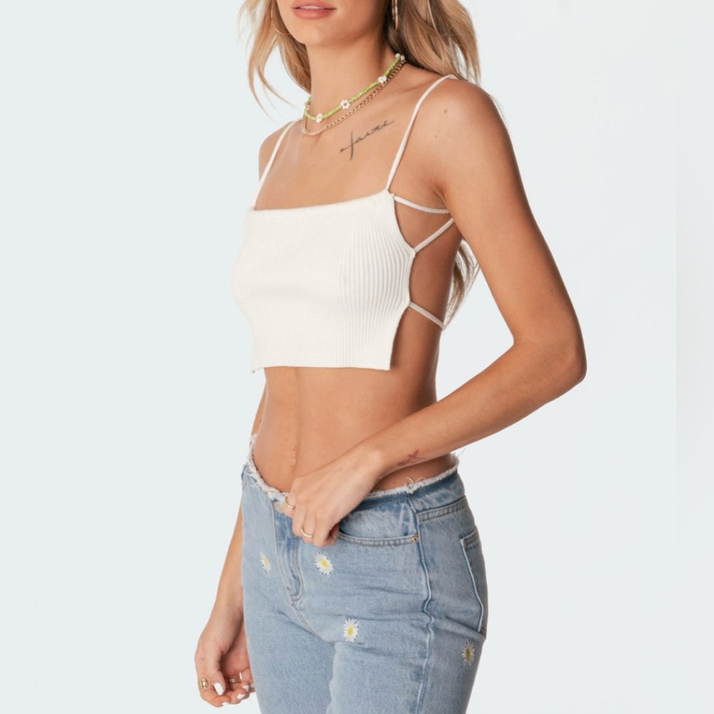 NWOT Edikted Lu Knitted Open-Back Top